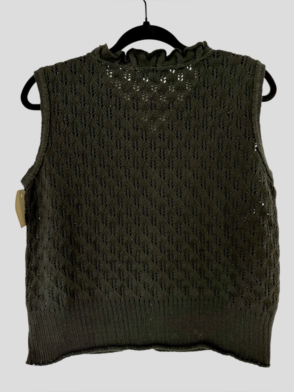 Vintage 90s Willow Black Cotton Pointelle Knit Sweater Vest Dark Academia S NWT - Picture 4 of 9